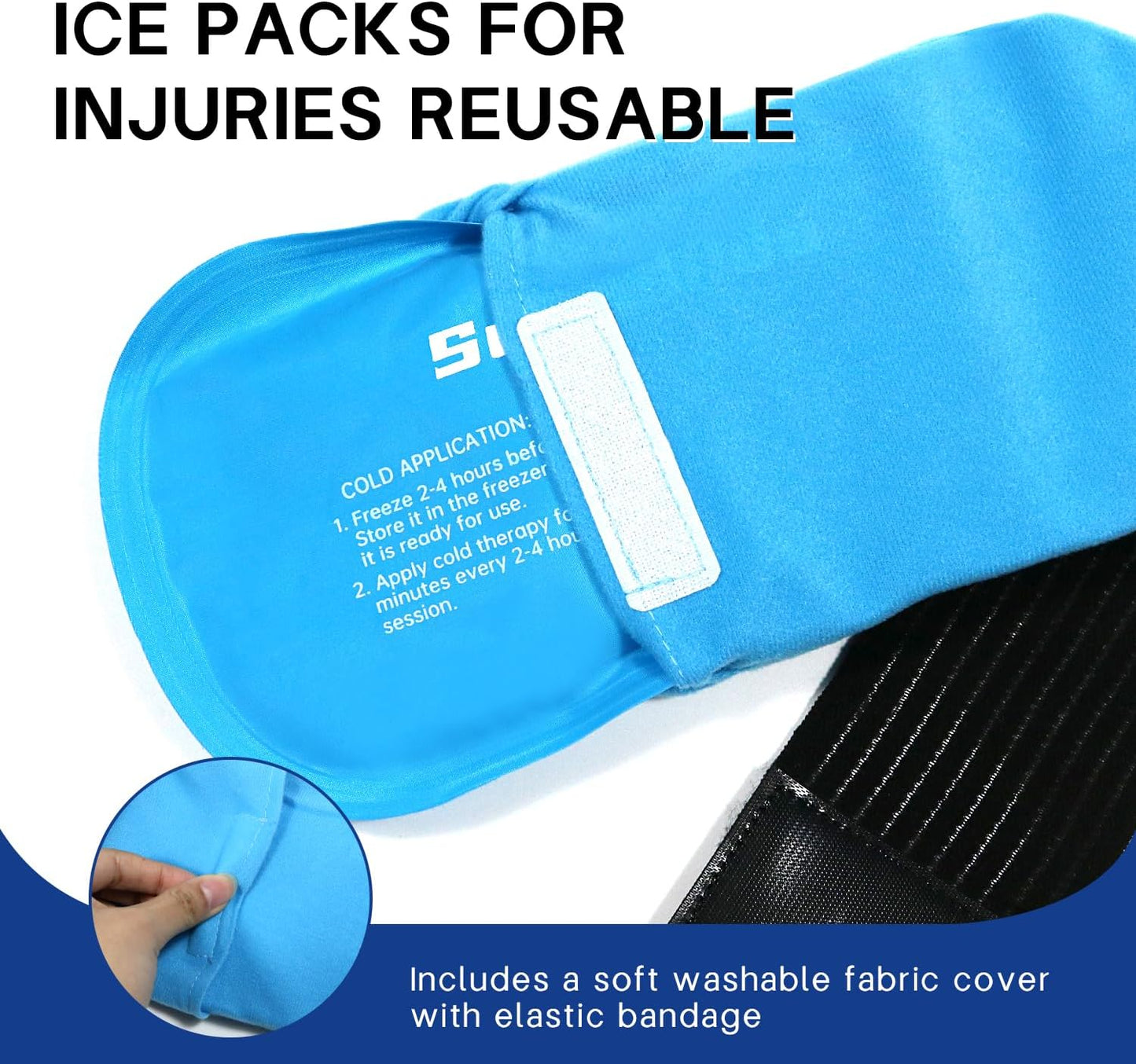 Ice Packs for Injuries Reusable Gel 2 Hot Cold Compress Therapy Pack with Adjustable Strap Soft Ice Wraps for Ankle Knee Leg Neck Shoulder Wrist Feet Back Pain Relief (Purple, Medium 10 x 5.5 Inch)
