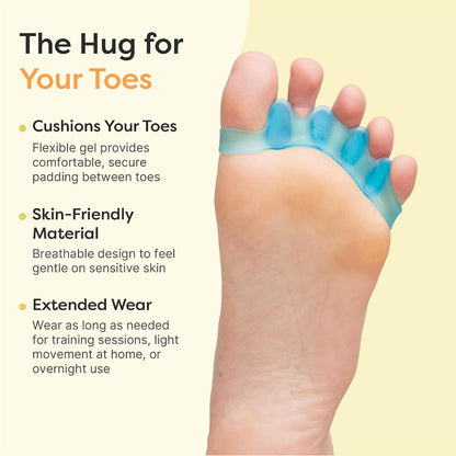 ZenToes Silicone Toe Spacers and Separators for Correct Toe Alignment, Bunion Relief, Hammertoe Straightener, Gel Orthopedic Corrector – 1 Pair (Black)