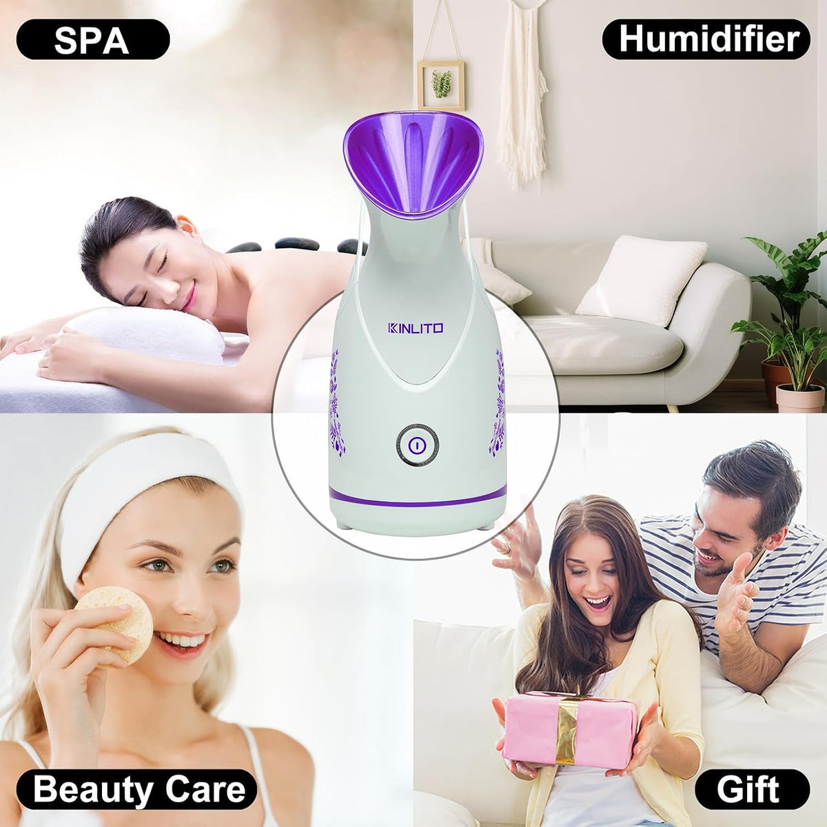 KINLITO Facial Steamer Ionic Face Steamer for Home Facial, Warm Mist Small Facial Steamer for Deep Cleaning Unclog Pores with Blackhead Remover, Aromatherapy Kit for Personal Home SPA (Blue)