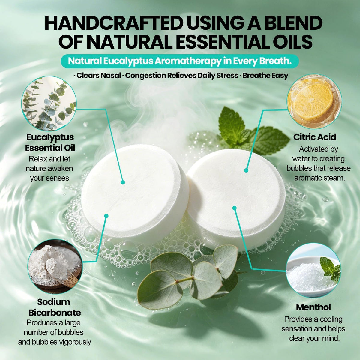 Shower Steamers Aromatherapy, 6PCS Enhanced Mint Shower Tablets