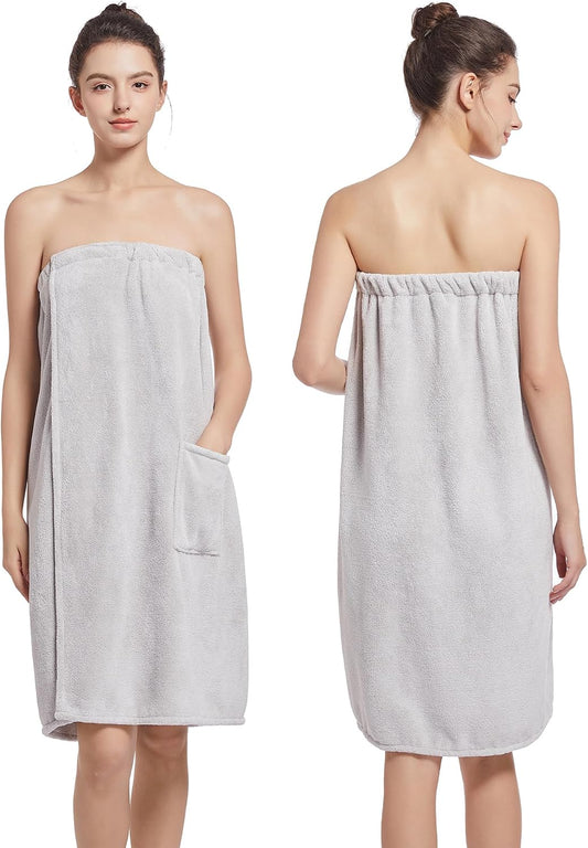 Women'S Soft Wrap Towel Full Length，Bath Robe After Shower Female Plush Long，Spa Bathrobes Lightweight With Pockets