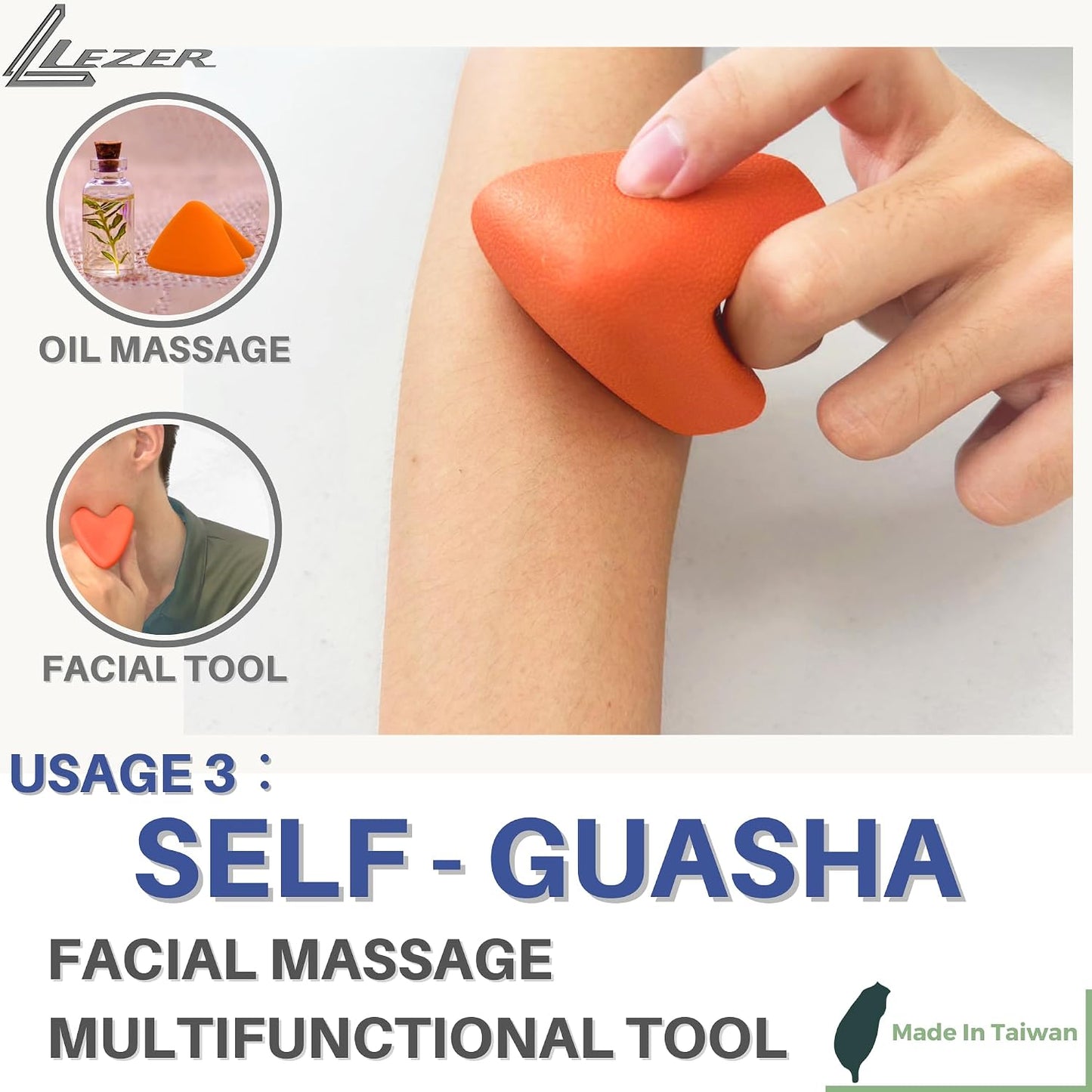 LEZER, Trigger Massage Point, Manual Massage Ball, Muscle Knots Relief Tool, Myofascial Release, Physical Therapy, Plantar Fasciitis, Set of 2 (Orange Trigger and Black Ball)