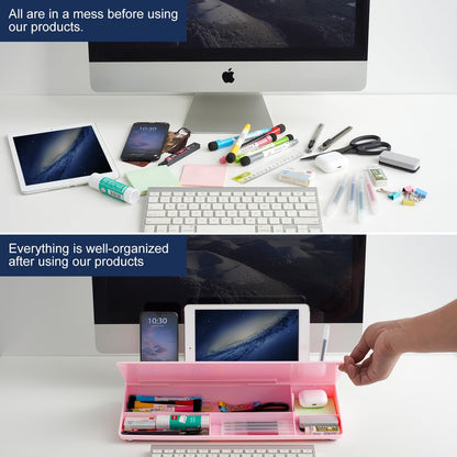 TSJ OFFICE Whiteboard Weekly Dry-Erase-Board - Desktop White Board Calendar Desk Organizers with Accessories Computer Keyboard Stand with Drawer, for Office, Home, School Supplies - White Calendar