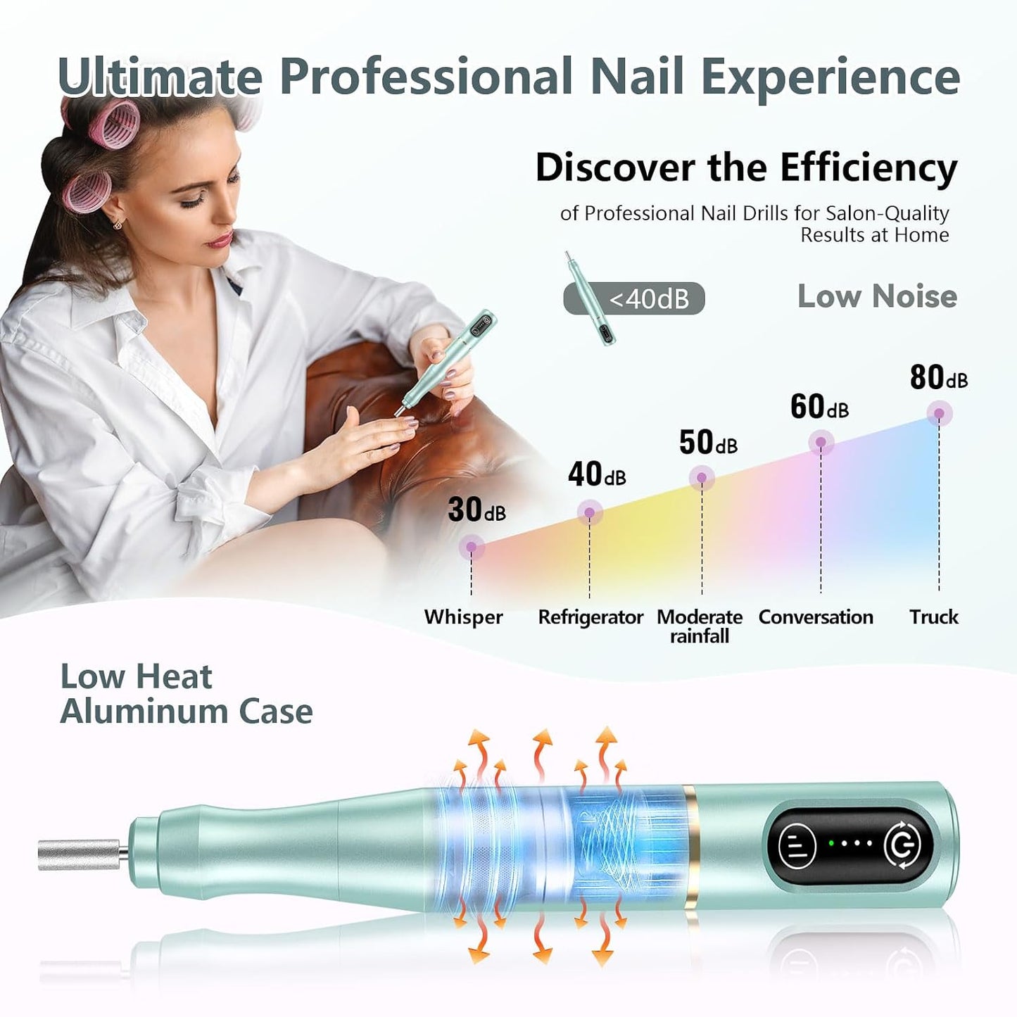 TUOBEO Cordless Nail Drill Electric Nail File Kit, Rechargeable Efile Set, Portable Acrylic Gel Nail Polish Remover Machine, Pedicure Manicure Tool, 11 Bits, 56 Sanding Bands, Salon Home, Purple