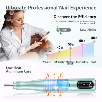 TUOBEO Cordless Nail Drill Electric Nail File Kit, Rechargeable Efile Set, Portable Acrylic Gel Nail Polish Remover Machine, Pedicure Manicure Tool, 11 Bits, 56 Sanding Bands, Salon Home, Purple