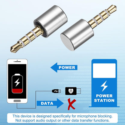2 Pcs Microphone Blocker, USB 3.5mm Audio Blocker, Silver