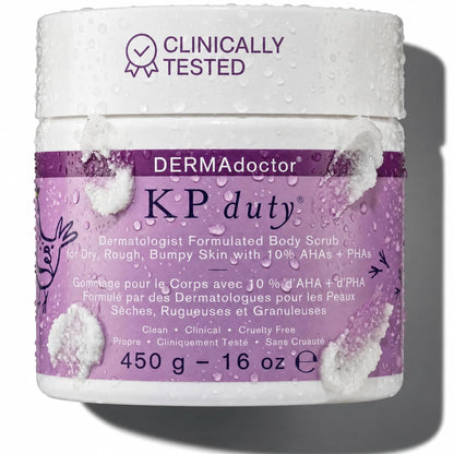 DERMAdoctor KP Bump Eraser Body Scrub with 10% AHAs + PHAs for Keratosis Pilaris, Dry, Rough, and Bumpy Skin, Dermatologist Formulated Exfoliating Body Scrub with Glycolic and Lactic acids - 8 Fl oz