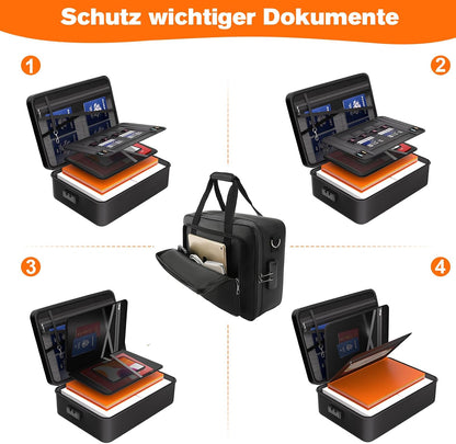 Fireproof File Organizer with Lock,Fireproof Document Folder, Portable Home Office Travel Safe Storage for Important Documents Laptop Black