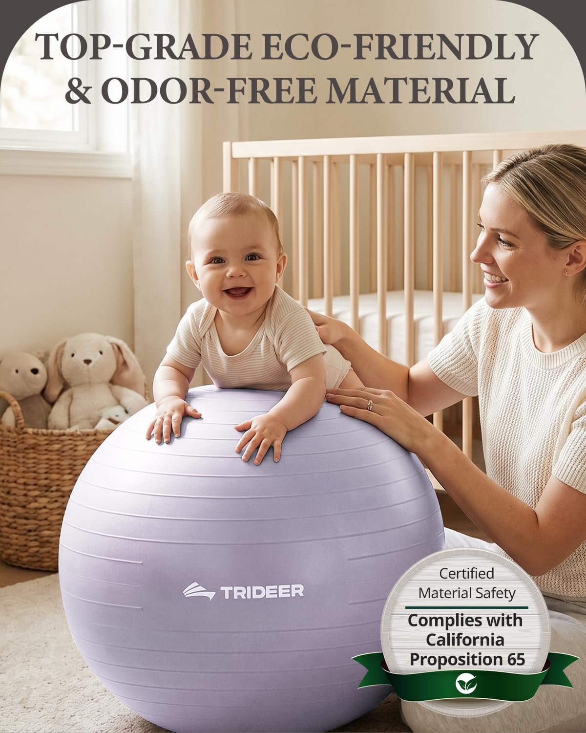 Trideer Exercise Ball, Stability Yoga Ball for Physical Therapy, Active Sitting, Pregnancy & Birth Labor Prep, Core Strength, Balance Training, Posture Improvement and Daily Stretching, 55/65/75cm