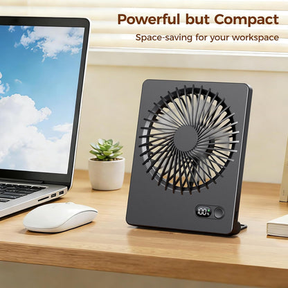 Zuvas Desk Fan Battery Operated Fan Rechargeable 180°Tilt Folding Personal Fan Ultra Quiet Small Portable 3 Speed Adjustable Strong Wind Fan For Office Bedroom Home Desktop Camping (White)