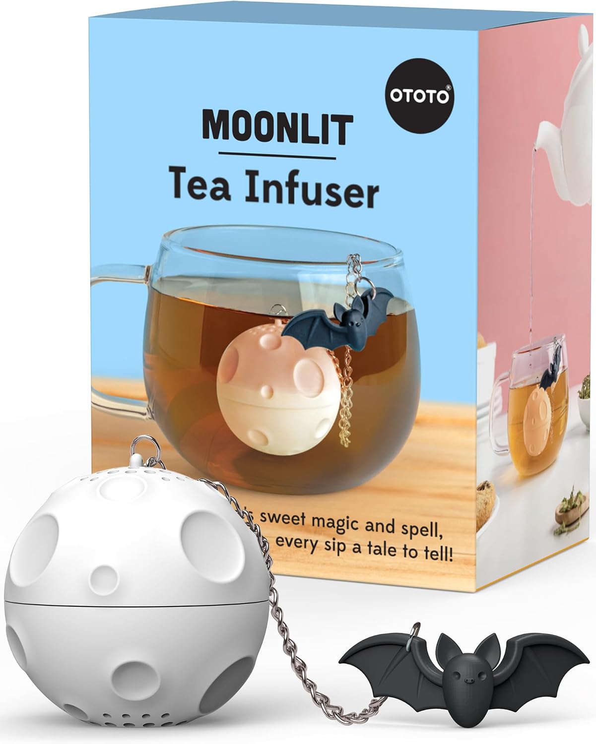 OTOTO Louie Cat Tea Infuser - Cats Loose Leaf Steeper & Diffuser, Tea Strainer Accessories, Cute Gifts for Cat Lovers, White Elephant Gifts, Cute Kitchen Accessories