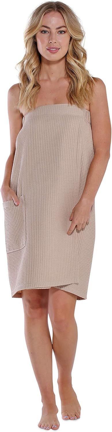 Turquaz Lightweight Knee Length Waffle Robes For Women Spa Bath Waffle