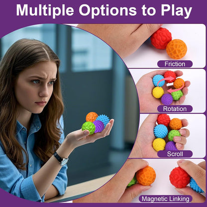 BUSOHA Silicone Fidget Balls - 4 Pack Fidget Toys Adults Sensory Toys Stress Balls for Adults Teens Gifts for Calming,Autism and ADHD Office