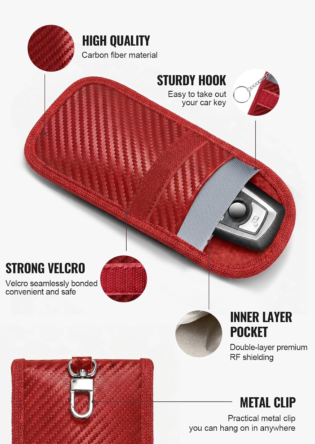 Faraday Pouch for Car Keys, Faraday Bag, Car RFID Signal Blocking Holder, Key Fob Protector, Key fob cage Block Signal Anti-Theft Fob Case (2 Pack)