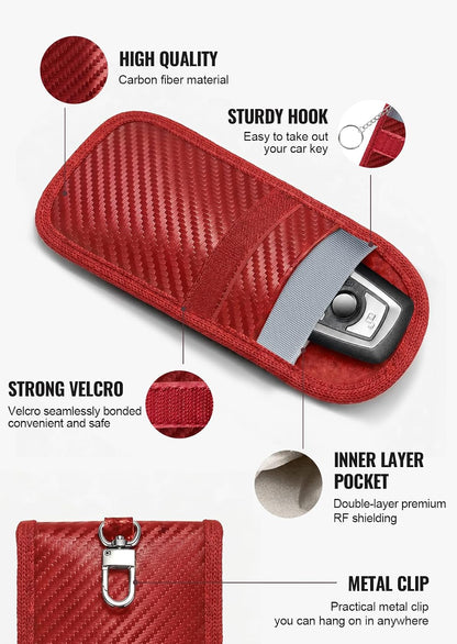 Faraday Pouch for Car Keys, Faraday Bag, Car RFID Signal Blocking Holder, Key Fob Protector, Key fob cage Block Signal Anti-Theft Fob Case (2 Pack)