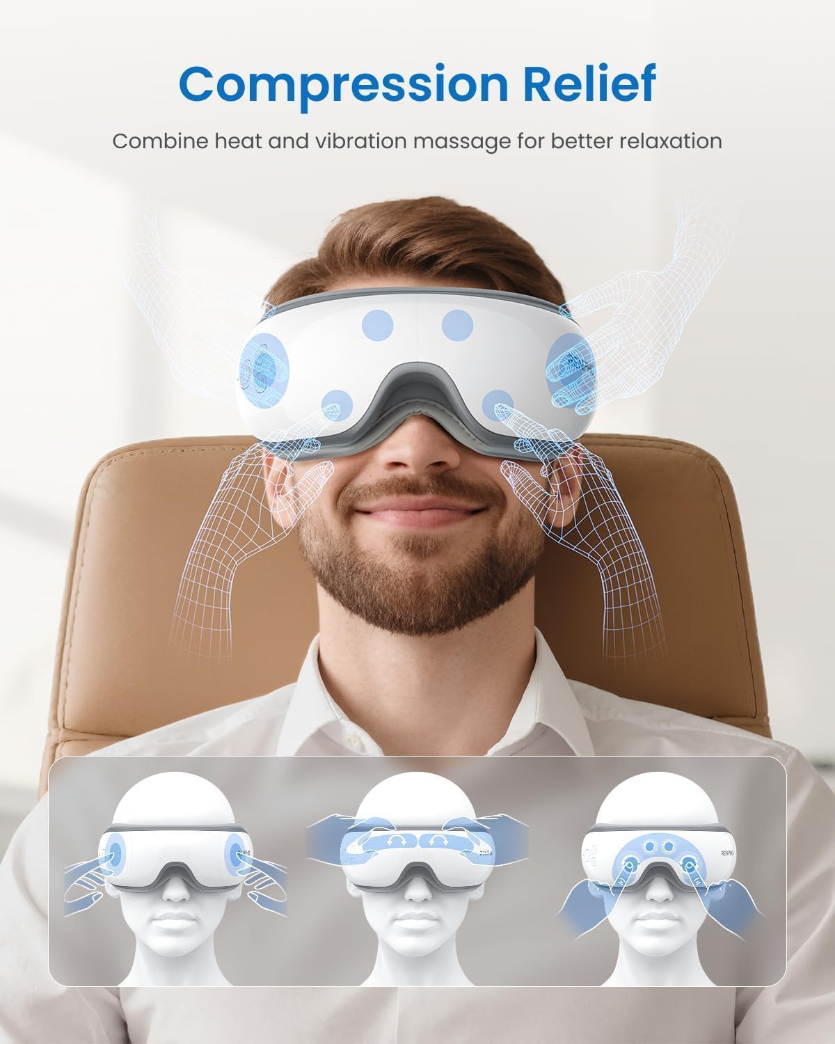 RENPHO Eyeris 1 Eye Massager with Heat, FSA Eligible HSA, Heated Eye Mask for Head Tension, Eye Strain & Screen Fatigue, Birthday Gifts for Men and Women