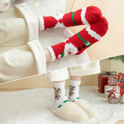 CHOWISH Womens Fuzzy Slipper Socks Super Soft Microfiber Fluffy Cozy Winter Warm Fuzzy Crew Socks
