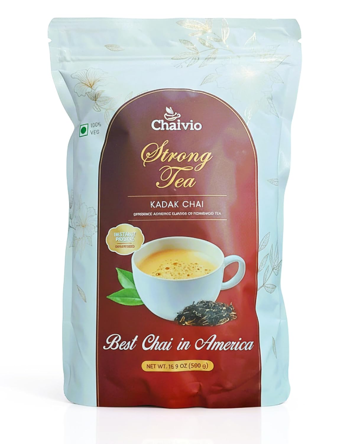 Chaivio Masala Chai Tea Latte, Unsweetened Instant Powder, Authentic Chai-with Natural Ingredients, No Preservatives, Tea Powder, Quick and Healthy Chai(1 lb)