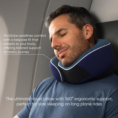 Proglobe Travel Neck Pillow for Airplanes, Long Haul Flight Kit, Grey
