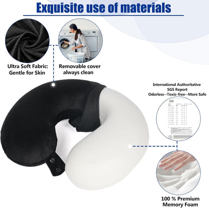 SAIREIDER Neck Pillows for Travel-Head Neck Support Travel Pillow for Traveling, Car, Home, Office Adjustable(Navy Blue)