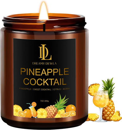 Scented Candles Set, 4 Pack Soy Candles for Home Scented, Candle Gifts for Women Men, 28oz 200 Hours Burn, Scents of Pineapple Cocktail/Coconut Vanilla/Pink Sands/Bahamian Breeze