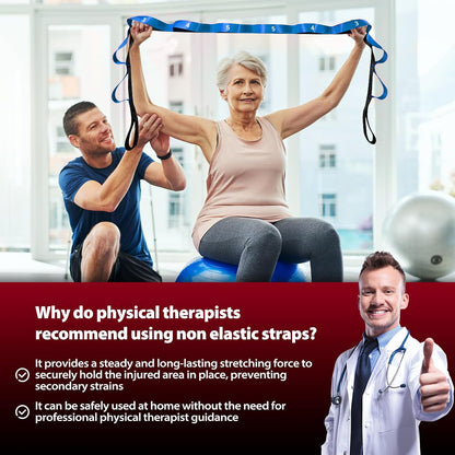 Acozycoo Stretching Strap with Loops for Physical Therapy,Yoga Strap for Stretching,Home Workout,Pilate & Flexibility Training,Non-Elastic Exercise Stretch Band for Hamstring,Leg Stretcher Belt,Flexibility Fascia