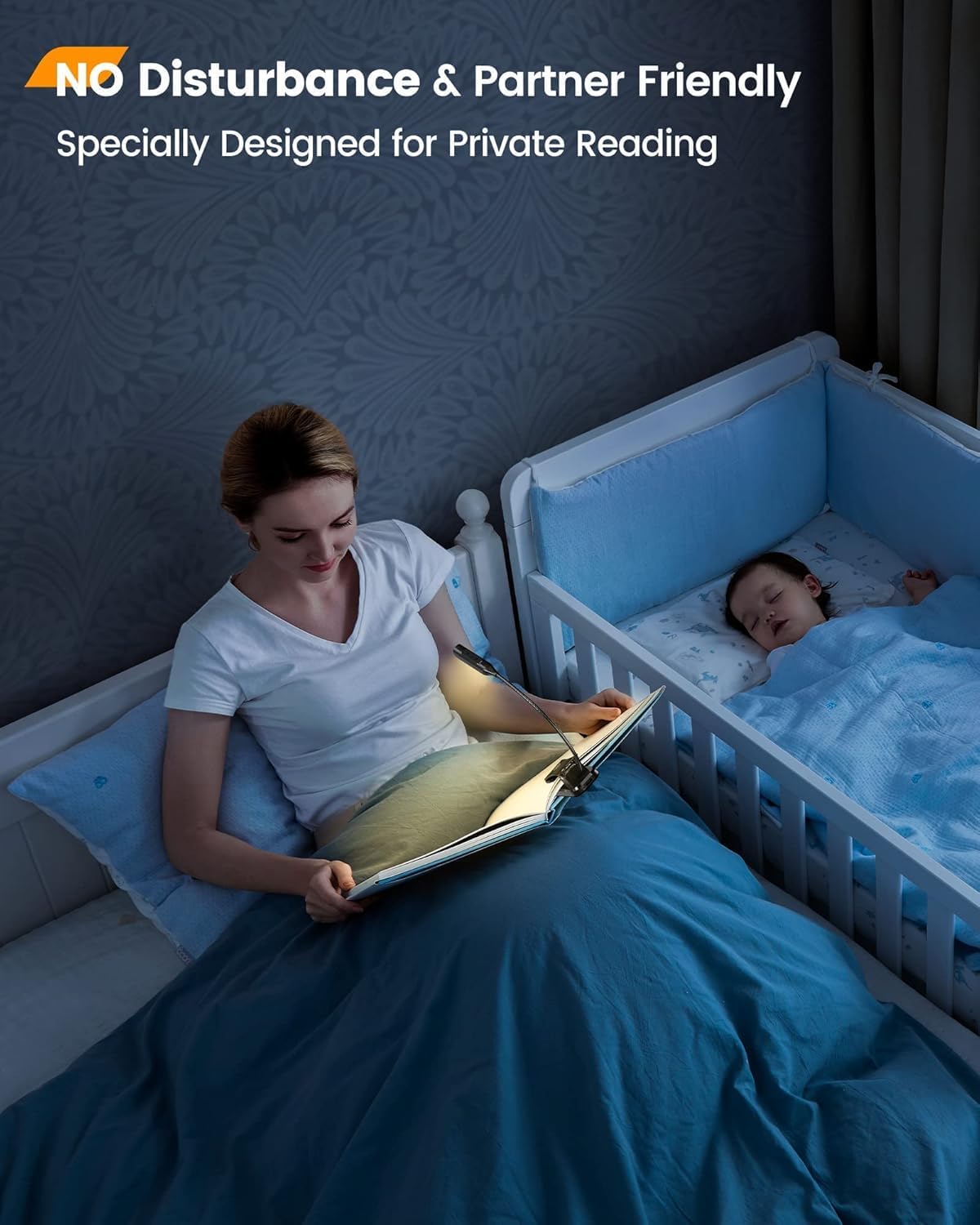 Glocusent Willow Book Light for Reading in Bed, 10LED Bright Reading Light, 3 Colors & 3 Brightness, Rechargeable Book Light Lasts for 80hr, Lightweight Clip on Book Light, Perfect for Book Lovers