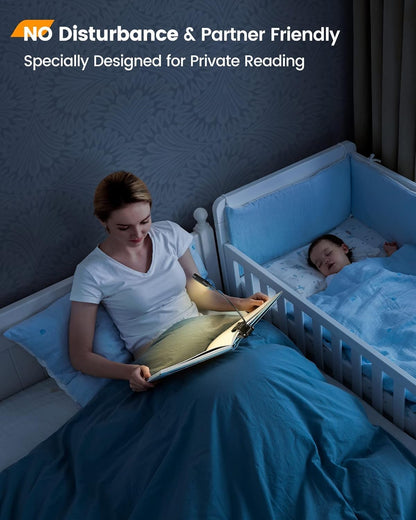 Glocusent Willow Book Light for Reading in Bed, 10LED Bright Reading Light, 3 Colors & 3 Brightness, Rechargeable Book Light Lasts for 80hr, Lightweight Clip on Book Light, Perfect for Book Lovers