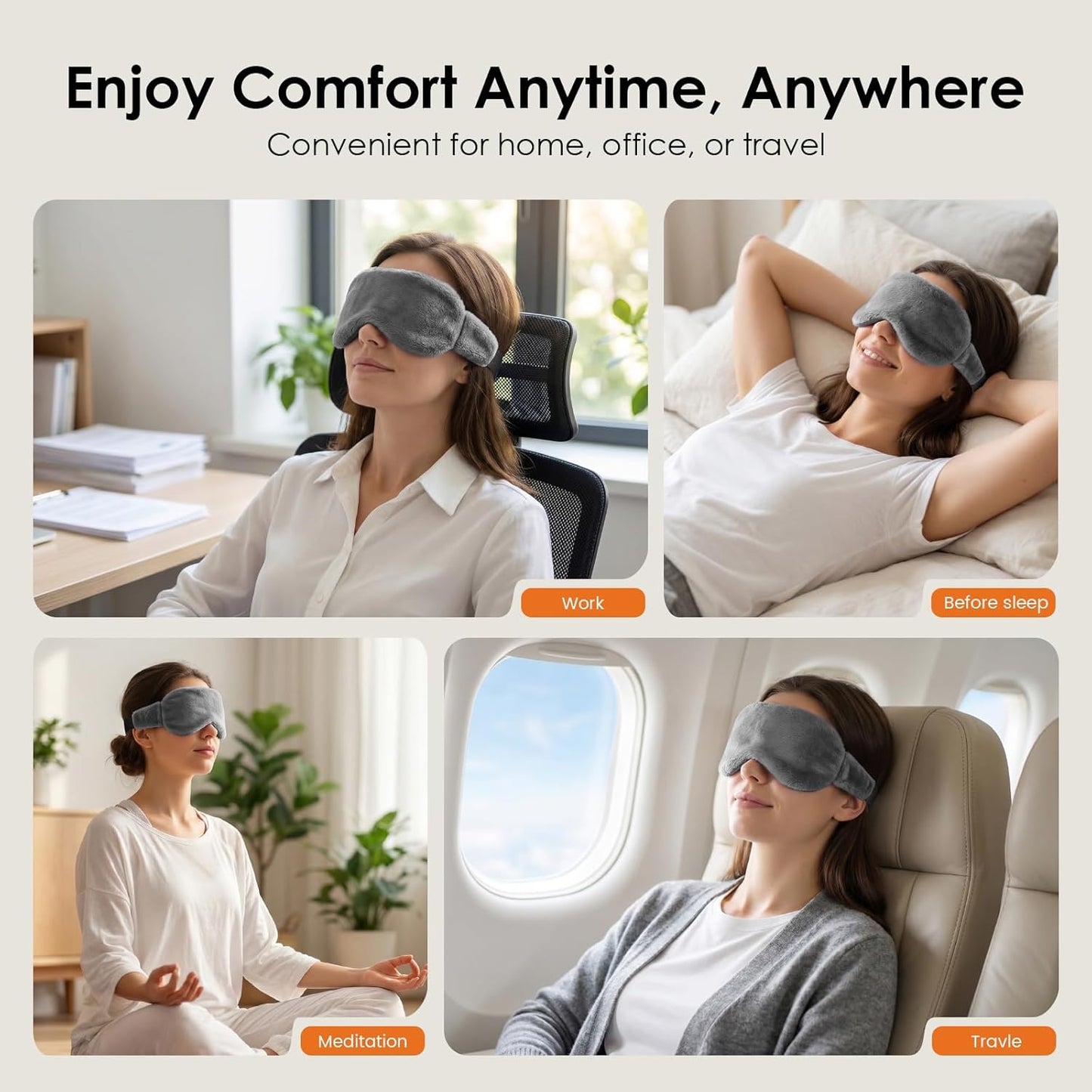 Heated Eye Mask for Dry Eyes, Steam Warm Compress for Stye Eye Treatment, Relieve, Hot Compress, Moist Heat Mask for Blepharitis (Steel Grey)