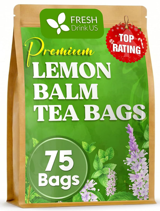 FreshDrinkUS, Lemon Balm Tea Bags | 75 Count |100% Pure Melissa officinalis – Naturally Calming Herbal Tea | Caffeine-Free, Premium Quality, Refreshing Flavor, Sustainably Sourced