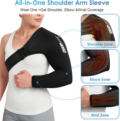 ComfiTECH Shoulder Arm Ice Pack Wrap for Pitchers, Ice Arm Sleeve for Volleyball Player, Athletes, Flexible Cold Application for Throwing Recovery, Elbow Joint and Muscle Relaxation & Daily Use, Large