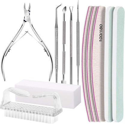 FANDAMEI Nail Care Kit, Nail Files 100/180, Nail Buffer Block, Cuticle Nippers, Cuticle Trimmer, Cuticle Pusher, Nail Tools, Nail Kit, Pedicure & Manicure Tools, Nail Prep Kit, Manicure Kit for Women