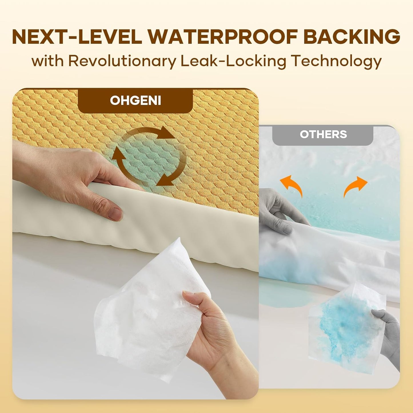 OhGeni 100% Waterproof Mattress Protector,Queen Size Premium Bamboo Mattress Pad,Pet Hair & Bedwetting Resistant,Cooling Breathable Fitted Sheets,Washable Bed Cover,Non-Slip Deep Pocket for Bedroom