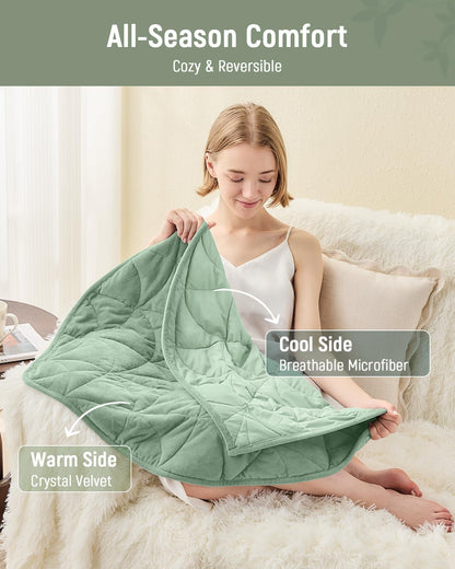 Weighted Lap Blanket 7 lbs for Adults, Luxury Soft Small Weighted Blanket, Compact Portable Weighted Lap Pad for Relaxation, Sleeping, Travel, All-Season Use, Forest Green, 40" x 52"