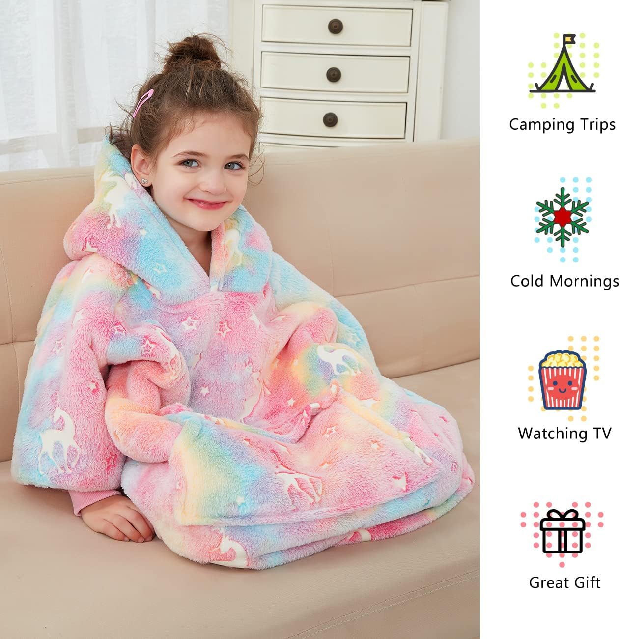 KFUBUO Wearable Blanket Hoodie for Adults Sherpa All Patterns Cat Oversized Sweatshirt Blanket with Pockets for Women