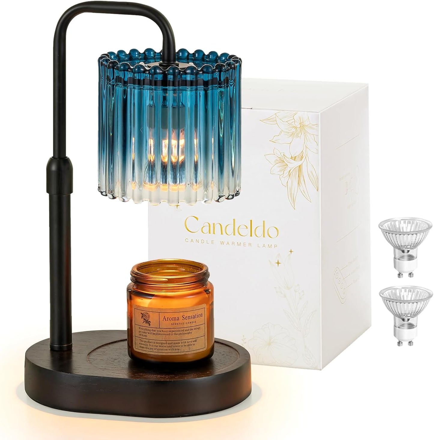 Candeldo Candle Warmer Lamp with Timer: Black Candle Warming Lamp Height Adjustable Wax Melt Warmer Dimmable Modern Farmhouse New Home Bedroom Decor Mothers Day Housewarming Gift for Women