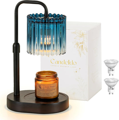 Candeldo Candle Warmer Lamp with Timer: Black Candle Warming Lamp Height Adjustable Wax Melt Warmer Dimmable Modern Farmhouse New Home Bedroom Decor Mothers Day Housewarming Gift for Women