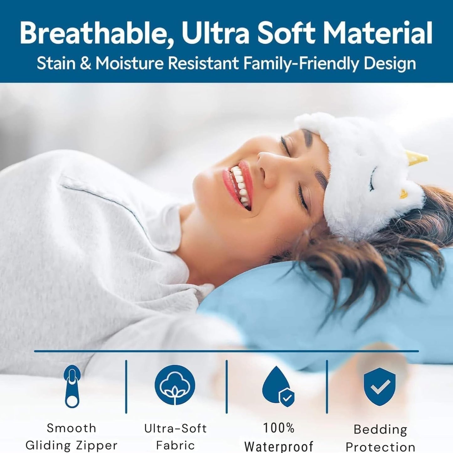 Guardmax Jersey Knitted Pillow Protector with Zipper Standard Size - 4 Pack -100% Waterproof, Bed Bug Proof, Dust Mite Proof, & Hypoallergenic Pillow Covers - Premium Zippered Pillow Cases. (20 X 26)
