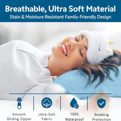 Guardmax Jersey Knitted Pillow Protector with Zipper Standard Size - 4 Pack -100% Waterproof, Bed Bug Proof, Dust Mite Proof, & Hypoallergenic Pillow Covers - Premium Zippered Pillow Cases. (20 X 26)