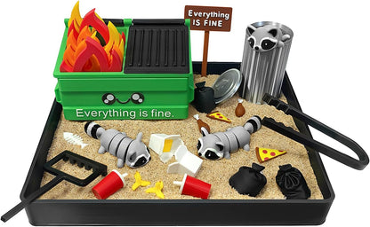 Dumpster Fire Zen Garden for Desk, Funny Coworkers Office Accessory Gifts