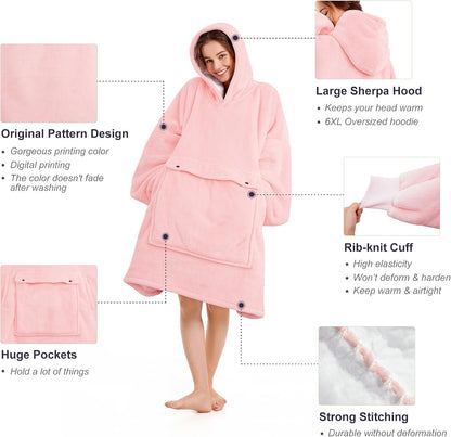Narecte Cozy Oversized Blanket Hoodie Wearable Blanket Adults Soft Hooded Blanket Hoodie Birthday Gifts for Women Christmas - Colors B