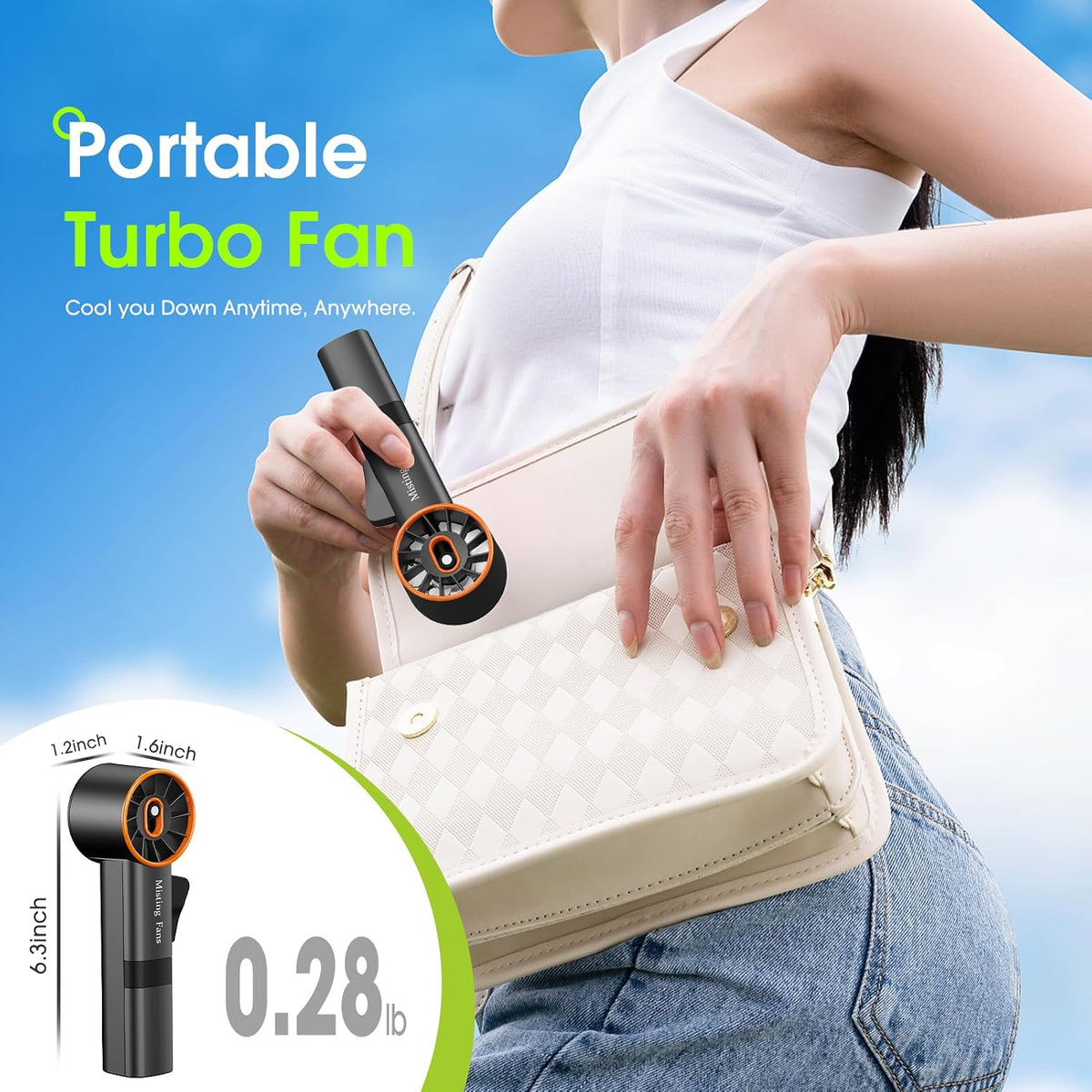 Ausic Portable Handheld Misting Fan, Pink Turbo Fans with Mist, High-Speed, Personal Small Water Spray Fan, Outdoor Cooling Rechargeable Battery Pocket Fans for Kids/Travel/Makeup/Shopping