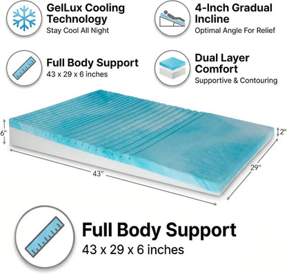 Boyd Sleep Gel Cooling Memory Foam Bed Wedge Pillow, 43 x 29 x 6