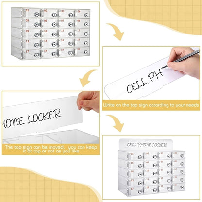 Transparent Acrylic Wallmounted Phone Charging Station 30 Slots Lockable with Keys Nized Storage for Mobile Devicesideal for OfficesHomes,One Color-25Slots