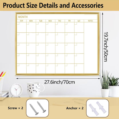 Gold Weekly Dry Erase Board for Wall,12"x16",Gold Metal Frame Weekly Planner Whiteboard for to Do List, Memo, School, Home, Office, Kitchen-GZ