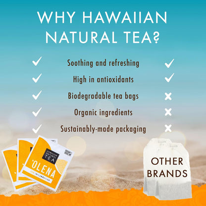 Olena Turmeric Tea, Herbal Green Tea Blend - Hawaiian Natural, 20 Bags