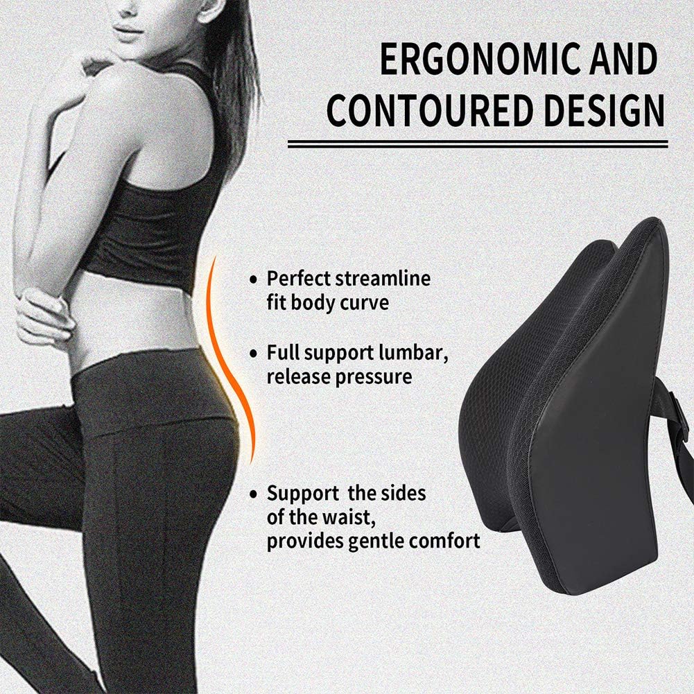 Memory Foam Lumbar Support Pillow for Car - Lower Back Support Cushion for Driving, Back Pain Relief for Car Seat, Office Chair, Wheelchair (Gray)