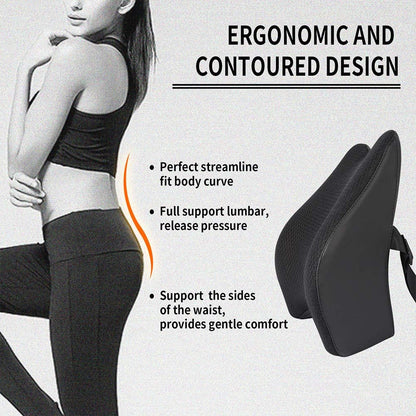 Memory Foam Lumbar Support Pillow for Car - Lower Back Support Cushion for Driving, Back Pain Relief for Car Seat, Office Chair, Wheelchair (Gray)