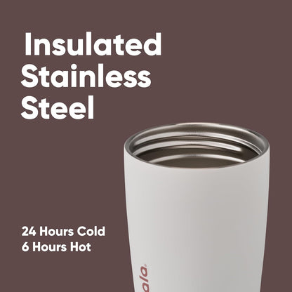 Owala SmoothSip Slider Insulated Stainless Steel Coffee Tumbler, Reusable Iced Coffee Cup, Hot Coffee Travel Mug, BPA Free 12 oz, Pink (Pucker Up)