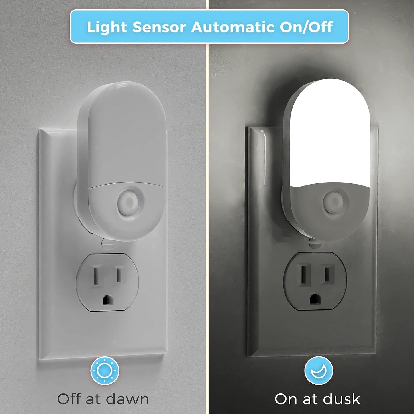 L LOHAS LED Amber Night Light, Night Lights Plug into Wall[2 Pack], 0.6W 2000K LED Night Light, Dusk to Dawn Sensor, 30/60LM Adjustable Brightness, Automatic Low Blue Nightlight for Kids, Bathroom